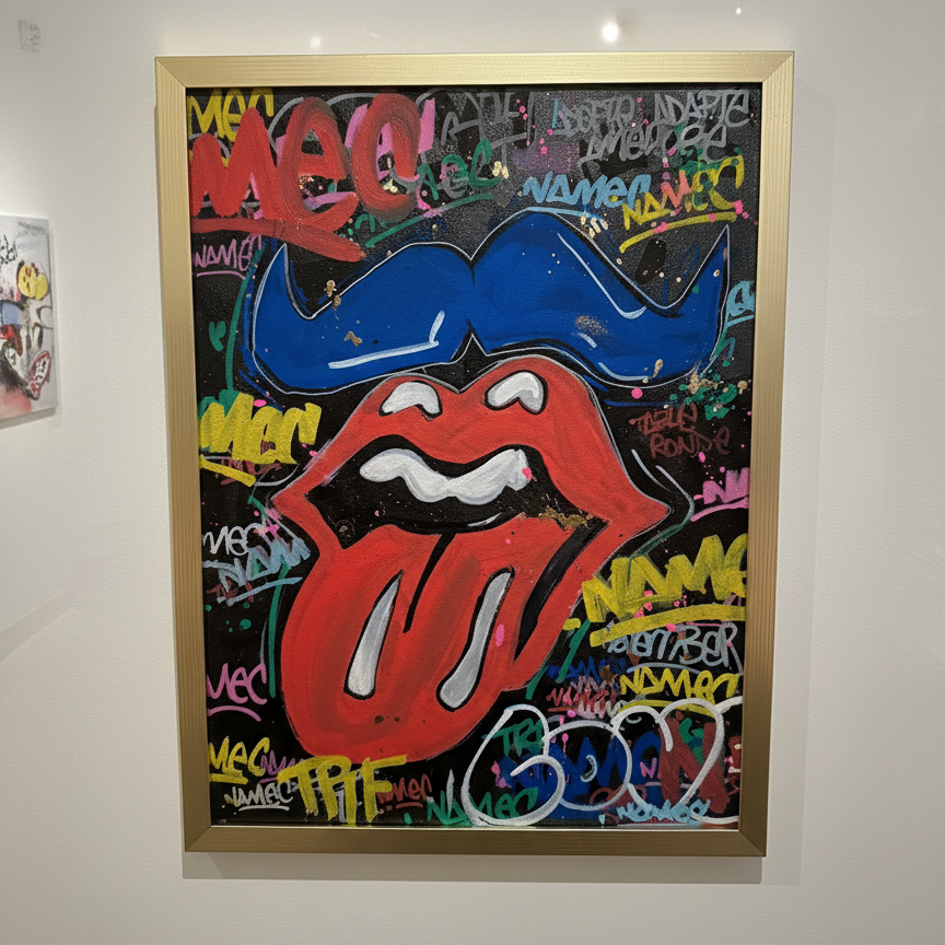 Tableau Rolling Stones Moustache par NAMEC